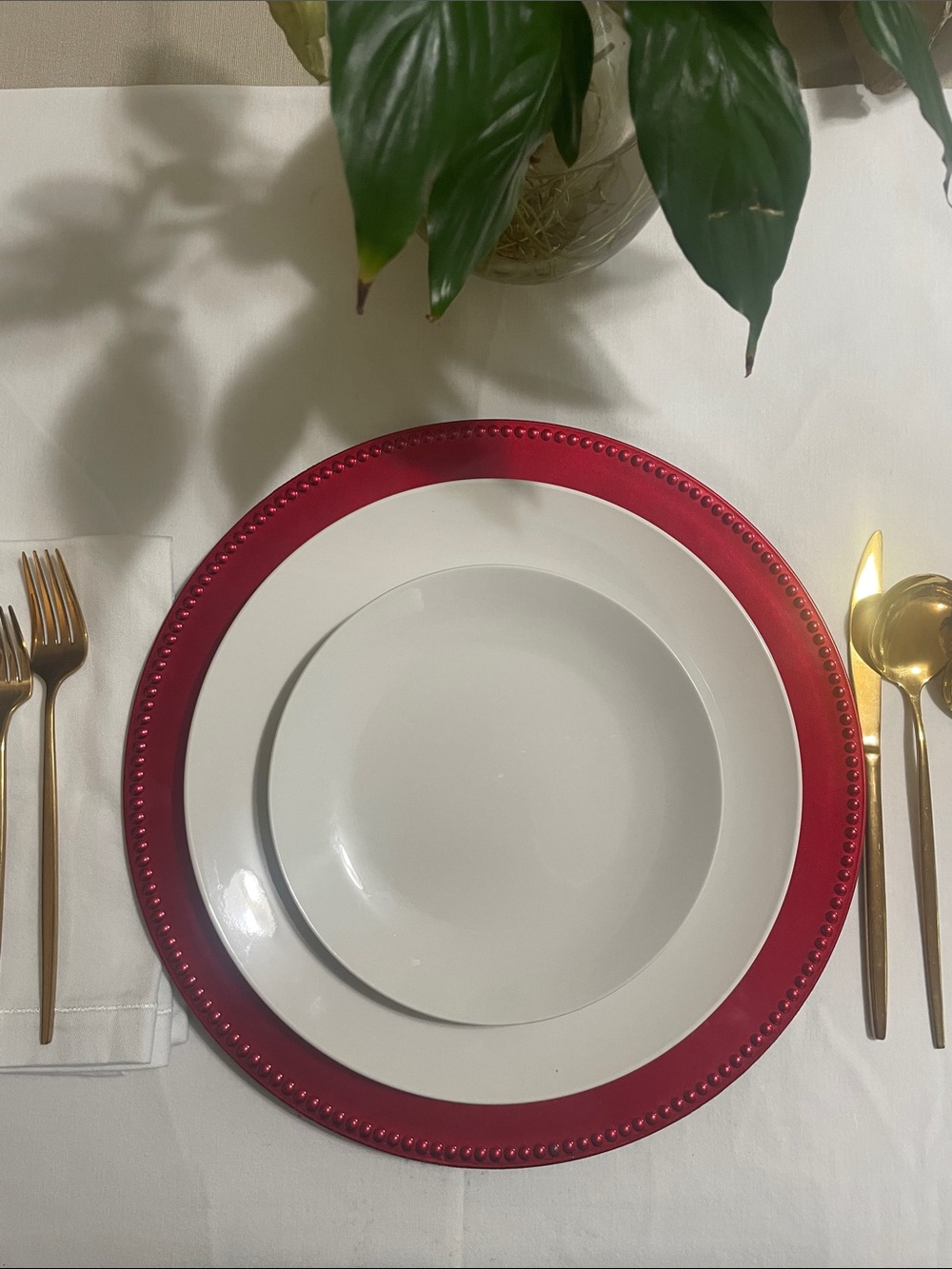 Red Beaded Charger Plate - 8